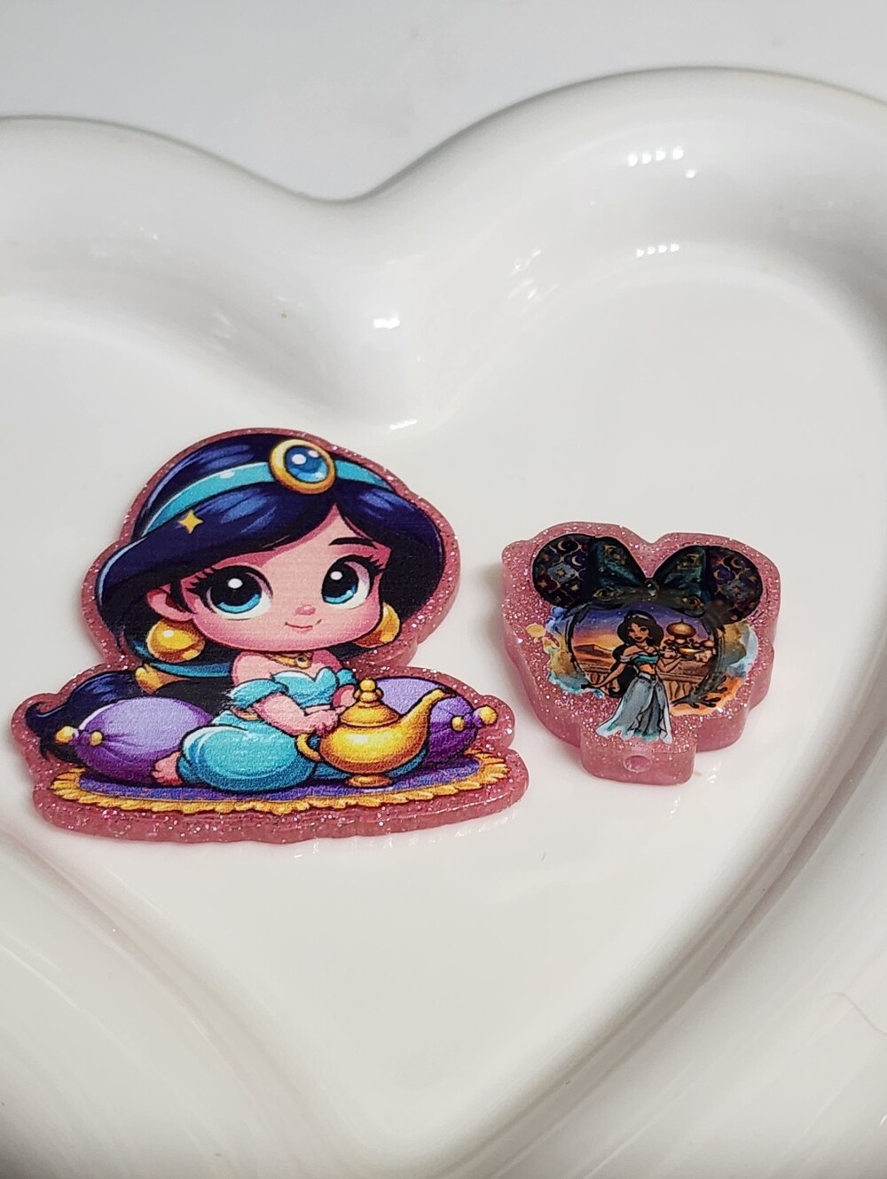 Princess Flatback Focal Bead Keychain Badge Bag Clip Beaded Pen Magnet Flats